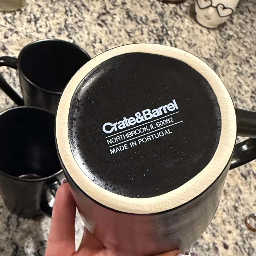 Marin Matte Black Stoneware Crate & Barrel mugs 4